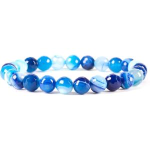 imageCherry Tree Collection  Small Medium Large Sizes  Gemstone Beaded Bracelets For Women and Men  8mm Round BeadsBlue Ice