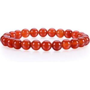imageCherry Tree Collection  Small Medium Large Sizes  Gemstone Beaded Bracelets For Women and Men  8mm Round BeadsDeep Orange  Red Agate