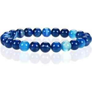 imageCherry Tree Collection  Small Medium Large Sizes  Gemstone Beaded Bracelets For Women and Men  8mm Round BeadsLace Agate Blue