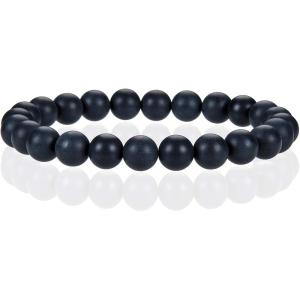 imageCherry Tree Collection  Small Medium Large Sizes  Gemstone Beaded Bracelets For Women and Men  8mm Round BeadsMatte Black Agate