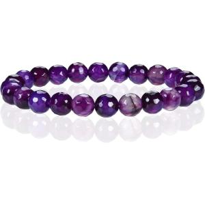 imageCherry Tree Collection  Small Medium Large Sizes  Gemstone Beaded Bracelets For Women and Men  8mm Round BeadsPurple Faceted Agate