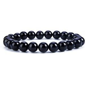 imageCherry Tree Collection Gemstone Beaded Stretch Bracelet 8mm Round Beads 7quotBlack Agate