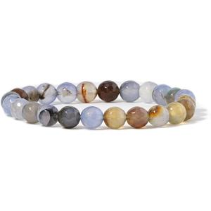 imageCherry Tree Collection Gemstone Beaded Stretch Bracelet 8mm Round Beads 7quotBlueGrey Faceted Agate