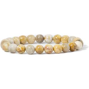imageCherry Tree Collection Gemstone Beaded Stretch Bracelet 8mm Round Beads 7quotFossil Coral