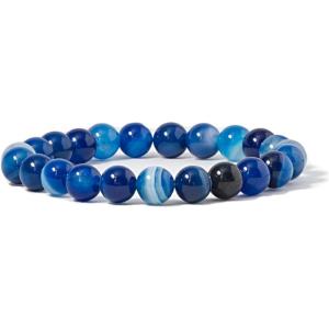 imageCherry Tree Collection Gemstone Beaded Stretch Bracelet 8mm Round Beads 7quotLace Agate  Blue