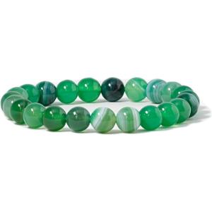 imageCherry Tree Collection Gemstone Beaded Stretch Bracelet 8mm Round Beads 7quotLace Agate  Green
