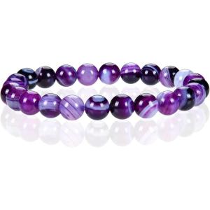 imageCherry Tree Collection Gemstone Beaded Stretch Bracelet 8mm Round Beads 7quotLace Agate  Purple