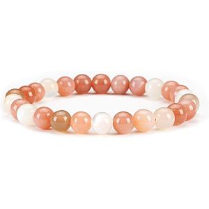 imageCherry Tree Collection Gemstone Beaded Stretch Bracelet 8mm Round Beads 7quotMultiColor Moonstone