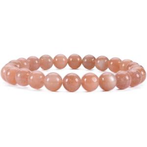 imageCherry Tree Collection Gemstone Beaded Stretch Bracelet 8mm Round Beads 7quotPeach Moonstone