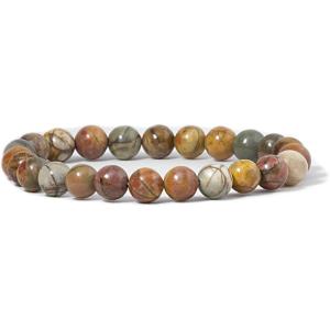 imageCherry Tree Collection Gemstone Beaded Stretch Bracelet 8mm Round Beads 7quotRed Creek Jasper
