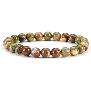 imageCherry Tree Collection Gemstone Beaded Stretch Bracelet 8mm Round Beads 7quotRhyolite A