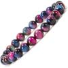 imageCherry Tree Collection  Small Medium Large Sizes  Gemstone Beaded Bracelets For Women and Men  8mm Round BeadsPink and Blue Tigers Eye