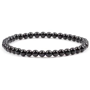 imageCherry Tree Collection  Small Medium Large Sizes  Gemstone Beaded Bracelets For Women and Men  4mm Round BeadsBlack Obsidian