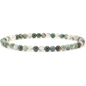 imageCherry Tree Collection  Small Medium Large Sizes  Gemstone Beaded Bracelets For Women and Men  4mm Round BeadsMoss Agate