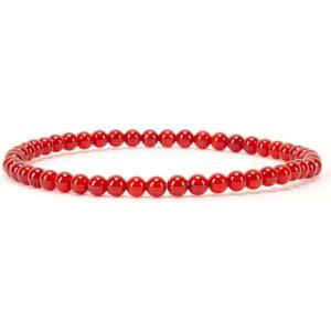 imageCherry Tree Collection  Small Medium Large Sizes  Gemstone Beaded Bracelets For Women and Men  4mm Round BeadsRed Agate