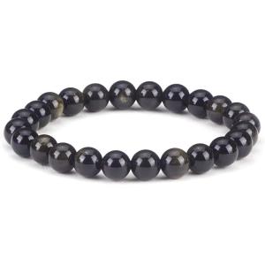 imageCherry Tree Collection  Small Medium Large Sizes  Gemstone Beaded Bracelets For Women and Men  8mm Round BeadsGolden Obsidian