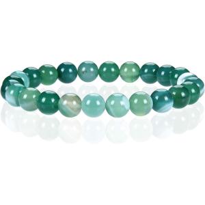 imageCherry Tree Collection  Small Medium Large Sizes  Gemstone Beaded Bracelets For Women and Men  8mm Round BeadsLace Agate Green