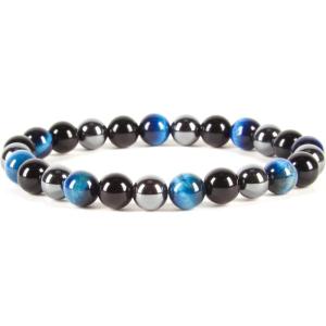 imageCherry Tree Collection  Small Medium Large Sizes  Gemstone Beaded Bracelets For Women and Men  8mm Round BeadsTriple Protection Blue