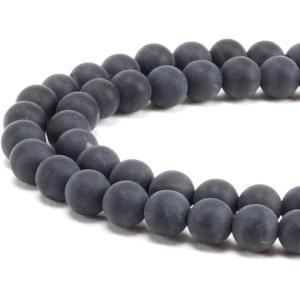 imageCherry Tree Collection  6mm Lace Agate Blue Gemstone Round Beads for Jewelry Making  1 Strand  60 PCSblack agate matte