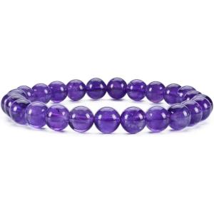 imageCherry Tree Collection Gemstone Beaded Stretch Bracelet 8mm Round Beads 7quotAmethyst