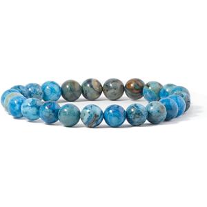imageCherry Tree Collection Gemstone Beaded Stretch Bracelet 8mm Round Beads 7quotBlue Crazy Lace Agate