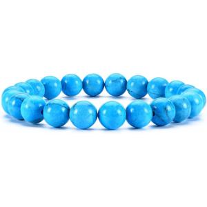 imageCherry Tree Collection Gemstone Beaded Stretch Bracelet 8mm Round Beads 7quotBlue Turquoise Howlite