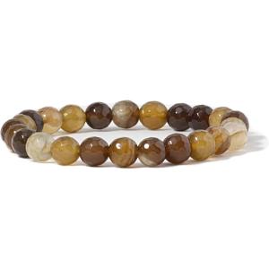 imageCherry Tree Collection Gemstone Beaded Stretch Bracelet 8mm Round Beads 7quotChocolate Faceted Agate