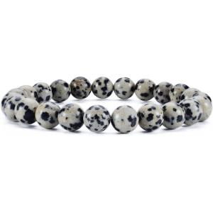 imageCherry Tree Collection Gemstone Beaded Stretch Bracelet 8mm Round Beads 7quotDalmatian Jasper