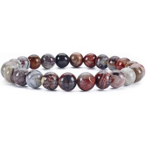 imageCherry Tree Collection Gemstone Beaded Stretch Bracelet 8mm Round Beads 7quotLaguna Lace Agate