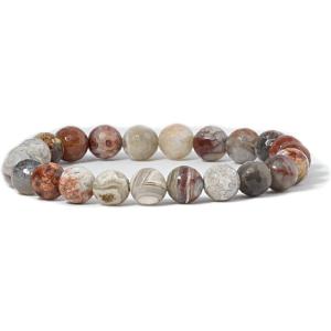 imageCherry Tree Collection Gemstone Beaded Stretch Bracelet 8mm Round Beads 7quotLaguna Lace Agate Faceted