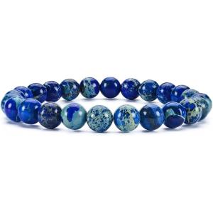 imageCherry Tree Collection Gemstone Beaded Stretch Bracelet 8mm Round Beads 7quotLapis Blue Aquaterra