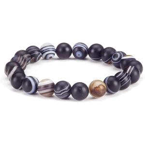 imageCherry Tree Collection Gemstone Beaded Stretch Bracelet 8mm Round Beads 7quotMatte Sardonyx
