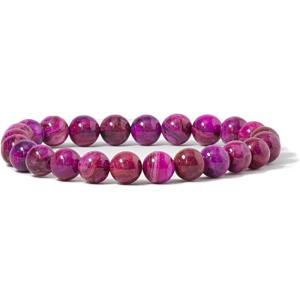 imageCherry Tree Collection Gemstone Beaded Stretch Bracelet 8mm Round Beads 7quotPink Crazy Lace Agate