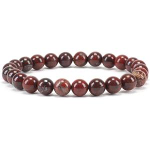 imageCherry Tree Collection Gemstone Beaded Stretch Bracelet 8mm Round Beads 7quotRed Brecciated Jasper