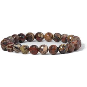 imageCherry Tree Collection Gemstone Beaded Stretch Bracelet 8mm Round Beads 7quotRed Brecciated Jasper Faceted