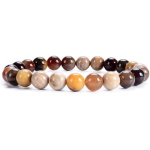 imageCherry Tree Collection Gemstone Beaded Stretch Bracelet 8mm Round Beads 7quotWood Opalite