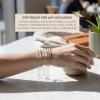image:imageCherry Tree Collection Stainless Steel Bracelets for Women  Stackable Bracelet Set of 6 Silver  To Fit Most Wrists  Stainless Steel Charm Bracelet  Fashion Accessories JewelrySilver