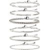 image:imageCherry Tree Collection Stainless Steel Bracelets for Women  Stackable Bracelet Set of 6 Silver  To Fit Most Wrists  Stainless Steel Charm Bracelet  Fashion Accessories JewelrySilver