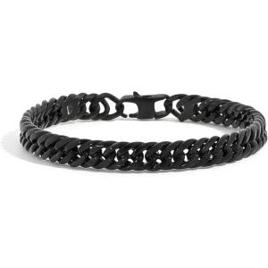 image:imageStainless Steel Cuban Link Bracelet for Men Classic Chain Bracelet  Mens Bracelets in SilverGoldBlack  Meaningful Gift for Son Husband Dad amp Boyfriend  Hypoallergenic Jewelry with Gift BoxSonBlack