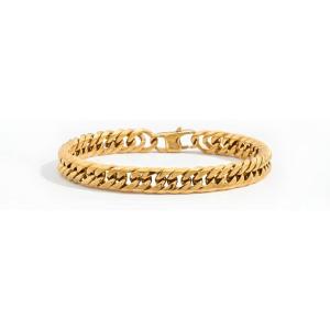 image:imageStainless Steel Cuban Link Bracelet for Men Classic Chain Bracelet  Mens Bracelets in SilverGoldBlack  Meaningful Gift for Son Husband Dad amp Boyfriend  Hypoallergenic Jewelry with Gift BoxDadGold